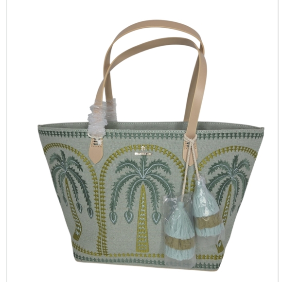 Spartina 449 Fiesta Tote Richmond Hill Sea Foam Palms NEW